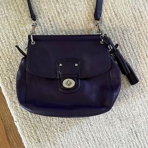 purple turn lock crossbody coach bag